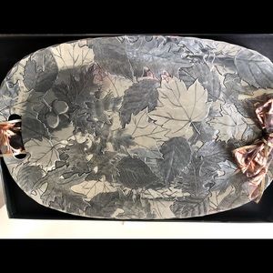 Wendell August fall leaves silver platter